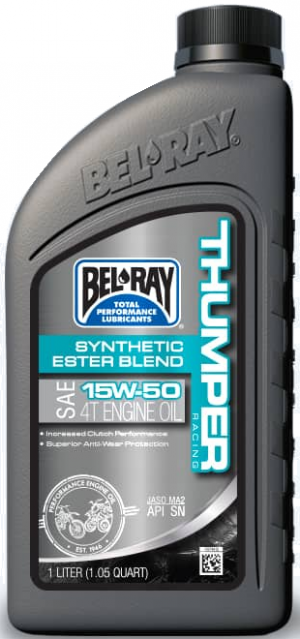 Variklio tepalas Bel-Ray THUMPER RACING SYNTHETIC ESTER BLEND 4T 15W-50 1 l