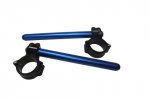 Aluminium-forged clip-ons ACCOSSATO with metal clamp composed of 2 half-rings 10 degrees inclination, blue