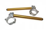 Aluminium-forged clip-ons ACCOSSATO with metal clamp composed of 2 half-rings 10 degrees inclination, gold