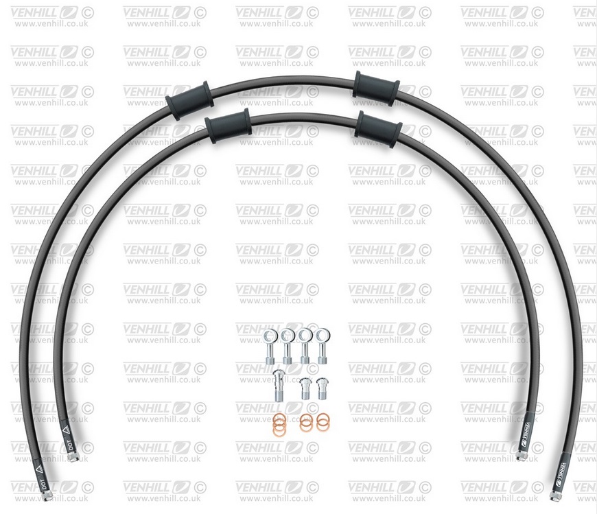 CROSSOVER Front brake hose kit Venhill SUZ-6020F-BK POWERHOSEPLUS (2 žarnelės rinkinyje) Black hoses, chromed fittings