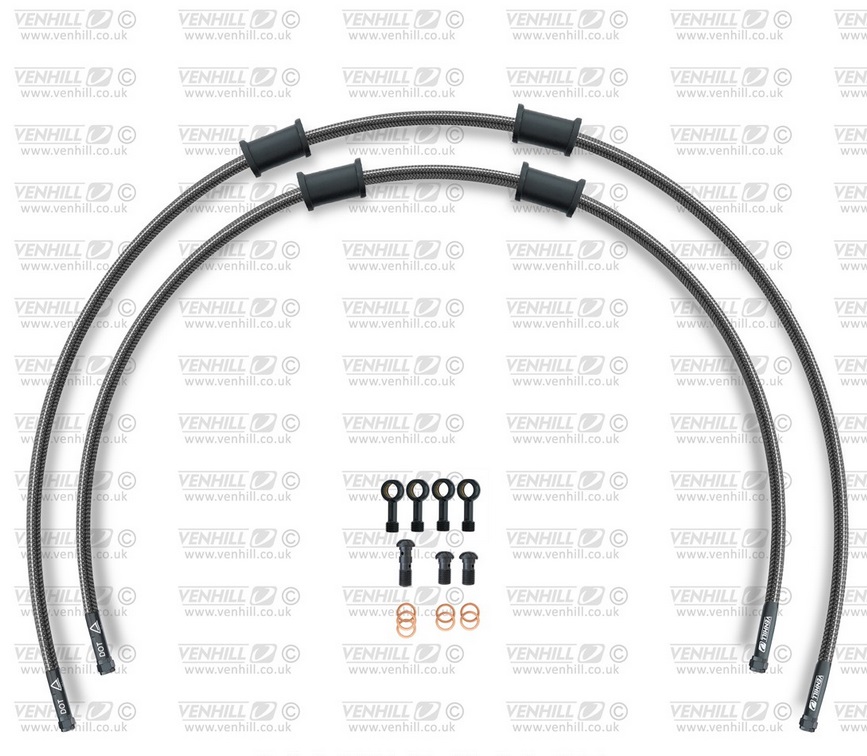 CROSSOVER Front brake hose kit Venhill SUZ-6020FB-CB POWERHOSEPLUS (2 žarnelės rinkinyje) Carbon hoses, black fittings