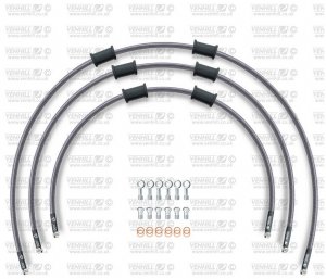 CROSSOVER Front brake hose kit Venhill POWERHOSEPLUS (3 žarnelės rinkinyje) Clear hoses, chromed fittings