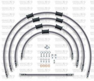 STANDARD Front brake hose kit Venhill POWERHOSEPLUS (5 žarnelės rinkinyje) Clear hoses, chromed fittings