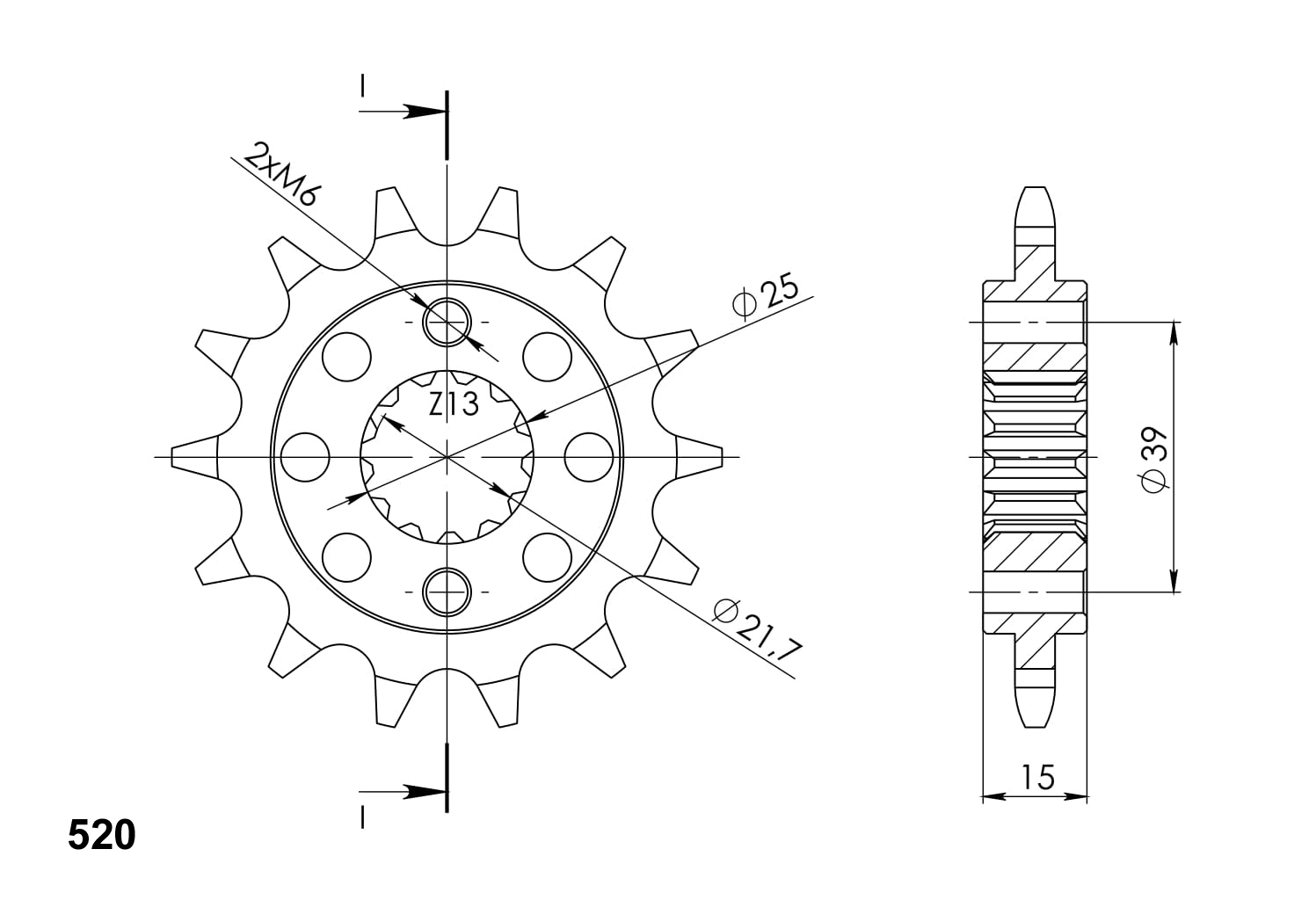 Priekinė žvaigždė SUPERSPROX CST-1042:14 14T, 520