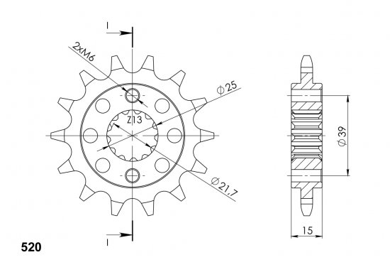 Priekinė žvaigždė SUPERSPROX CST-1042:15 15T, 520