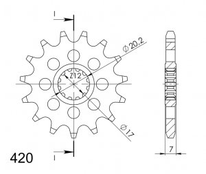 Priekinė žvaigždė SUPERSPROX CST-1120:15 15T, 420