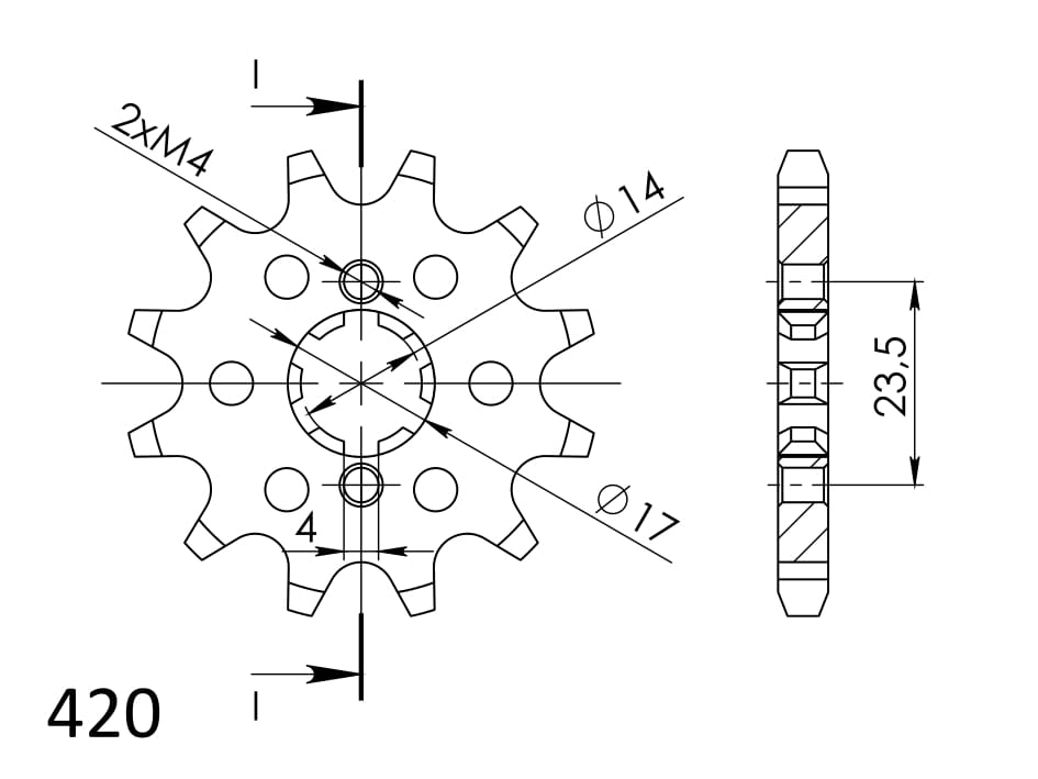 Priekinė žvaigždė SUPERSPROX CST-1128:12 12T, 420