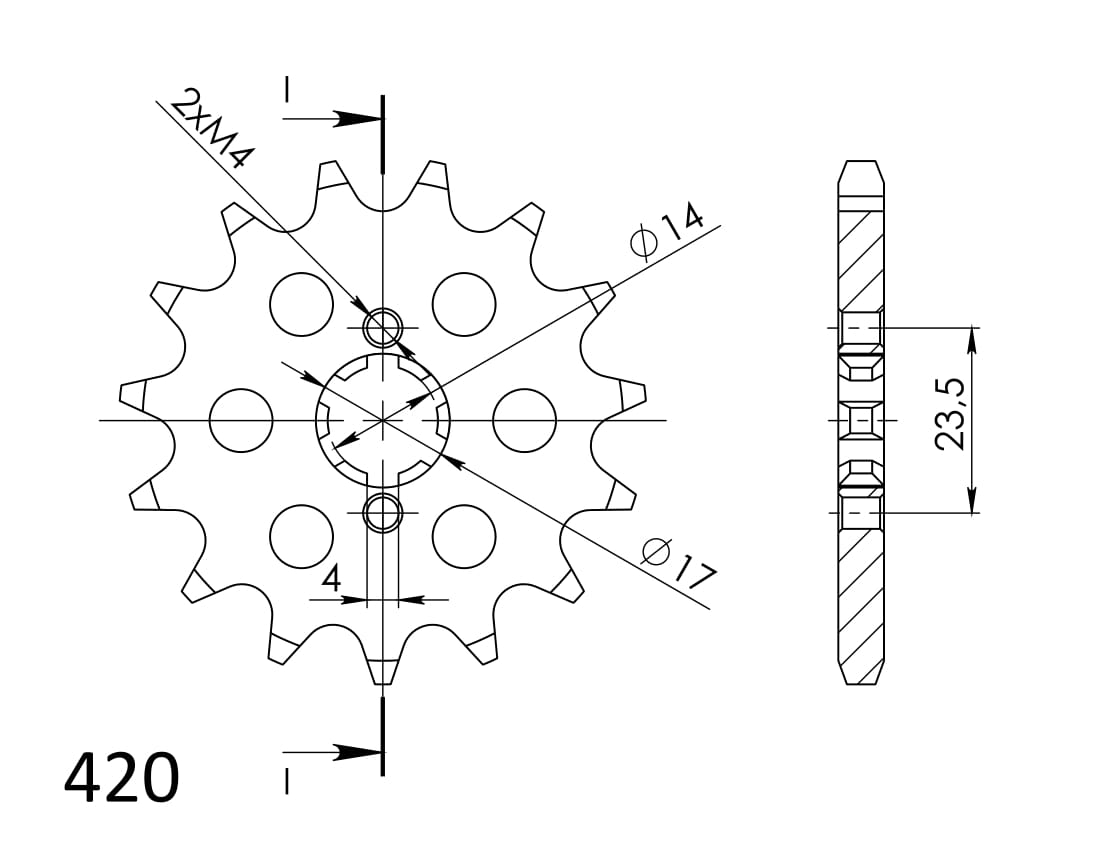 Priekinė žvaigždė SUPERSPROX CST-1128:14 14T, 420