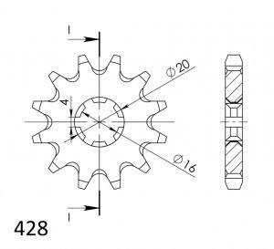 Priekinė žvaigždė SUPERSPROX CST-1263:12 12T, 428