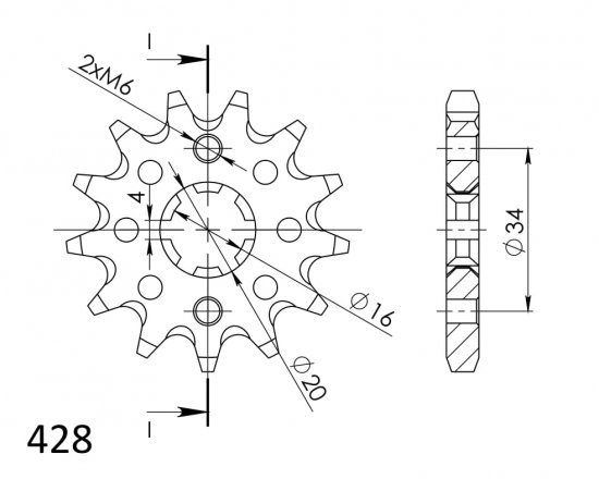 Priekinė žvaigždė SUPERSPROX CST-1263:14 14T, 428