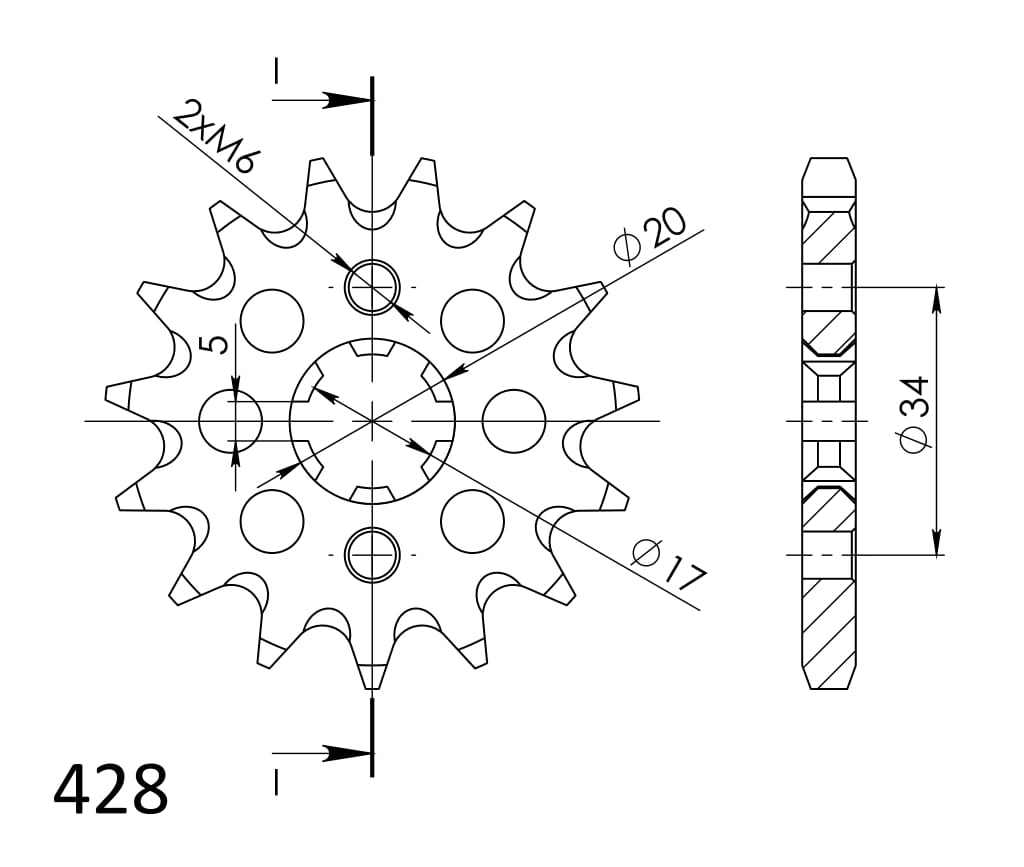 Priekinė žvaigždė SUPERSPROX CST-1264:14 14T, 428