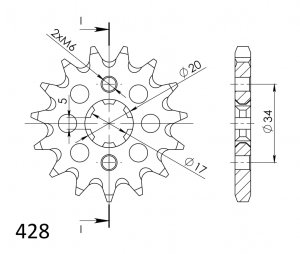 Priekinė žvaigždė SUPERSPROX CST-1264:14 14T, 428