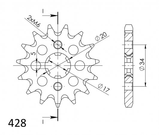 Priekinė žvaigždė SUPERSPROX CST-1264:15 15T, 428