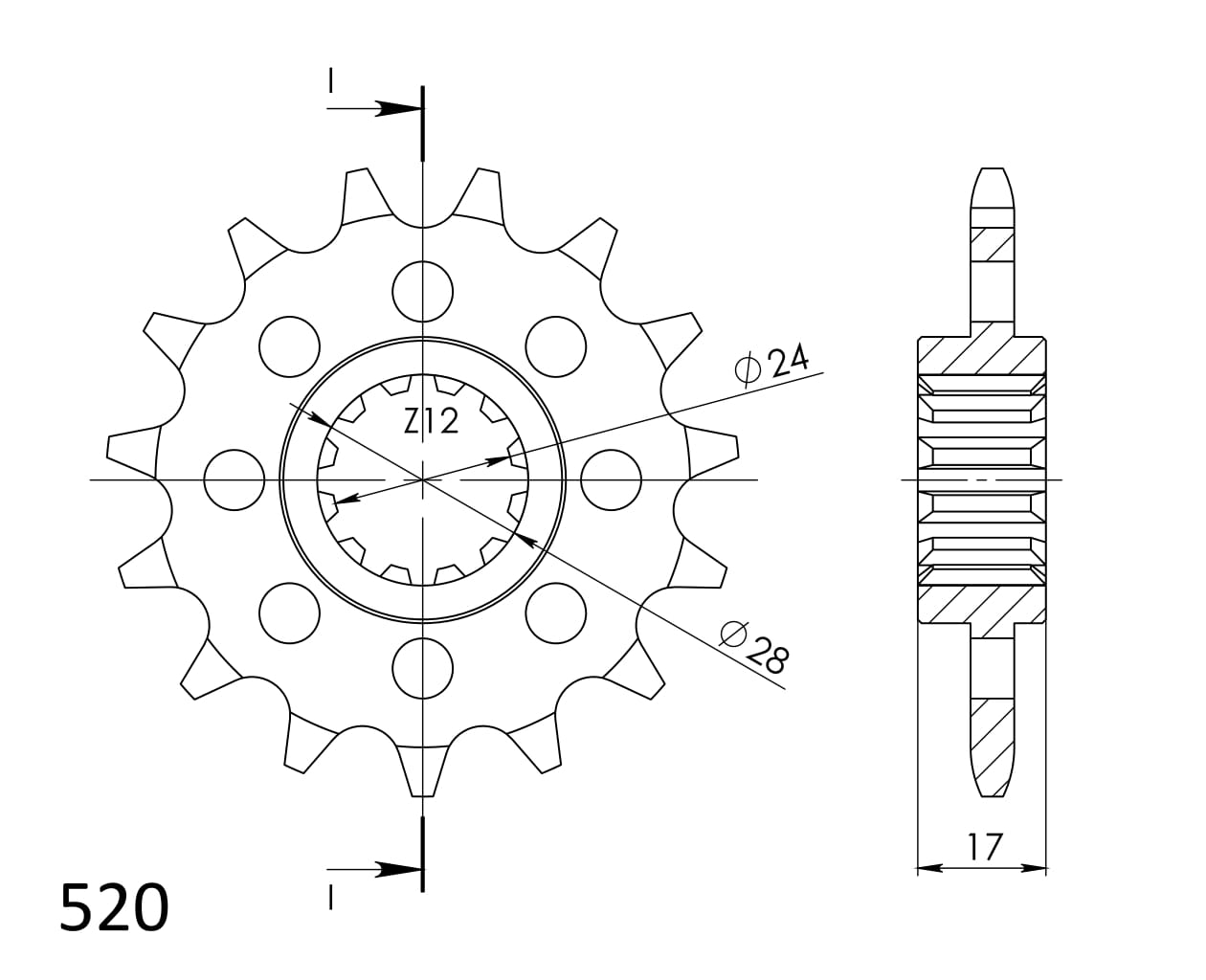 Priekinė žvaigždė SUPERSPROX CST-1295:15 15T, 520