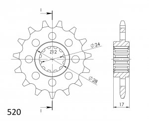 Priekinė žvaigždė SUPERSPROX CST-1295:16 16T, 520