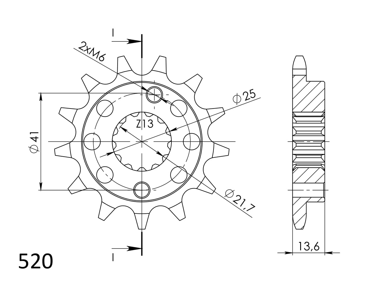 Priekinė žvaigždė SUPERSPROX CST-1307:14 14T, 520