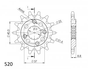 Priekinė žvaigždė SUPERSPROX CST-1309:13 13T, 520