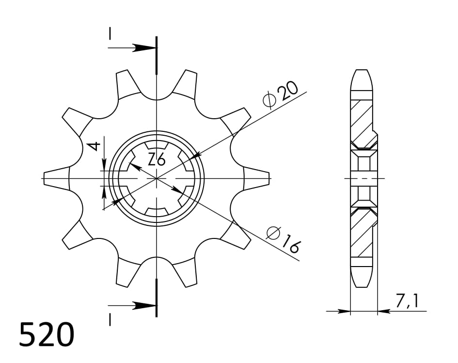 Priekinė žvaigždė SUPERSPROX CST-1407:10 10T, 520