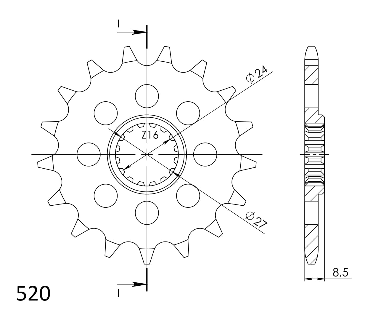 Priekinė žvaigždė SUPERSPROX CST-1423:15 15T, 520