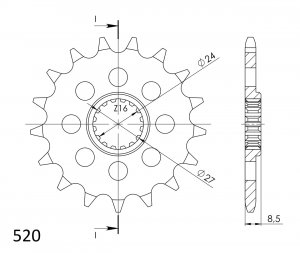 Priekinė žvaigždė SUPERSPROX CST-1423:15 15T, 520