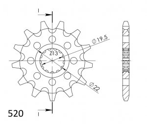 Priekinė žvaigždė SUPERSPROX CST-1439:13 13T, 520