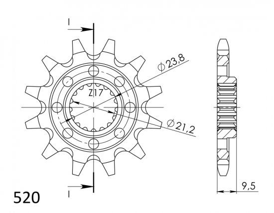 Priekinė žvaigždė SUPERSPROX CST-1441:12 12T, 520