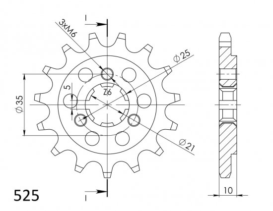 Priekinė žvaigždė SUPERSPROX CST-1448:14 14T, 525