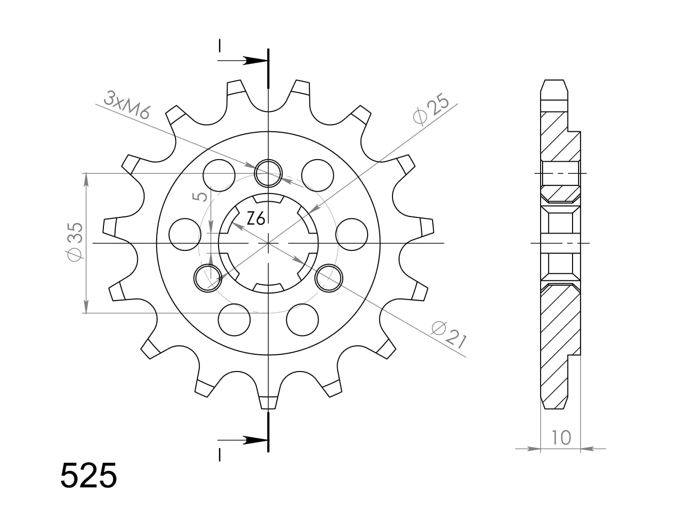 Priekinė žvaigždė SUPERSPROX CST-1448:15 15T, 525