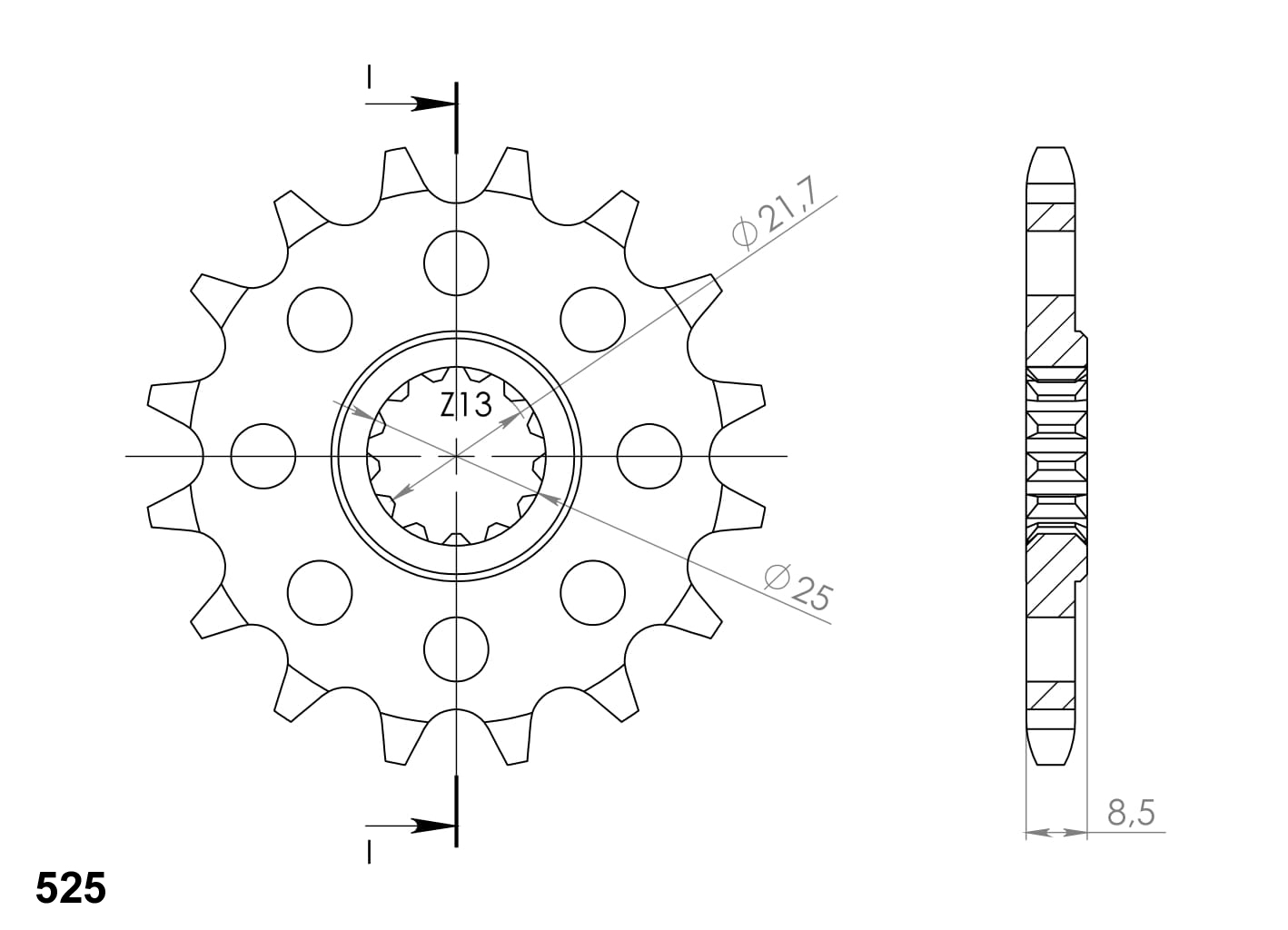 Priekinė žvaigždė SUPERSPROX CST-1537:17 17T, 525