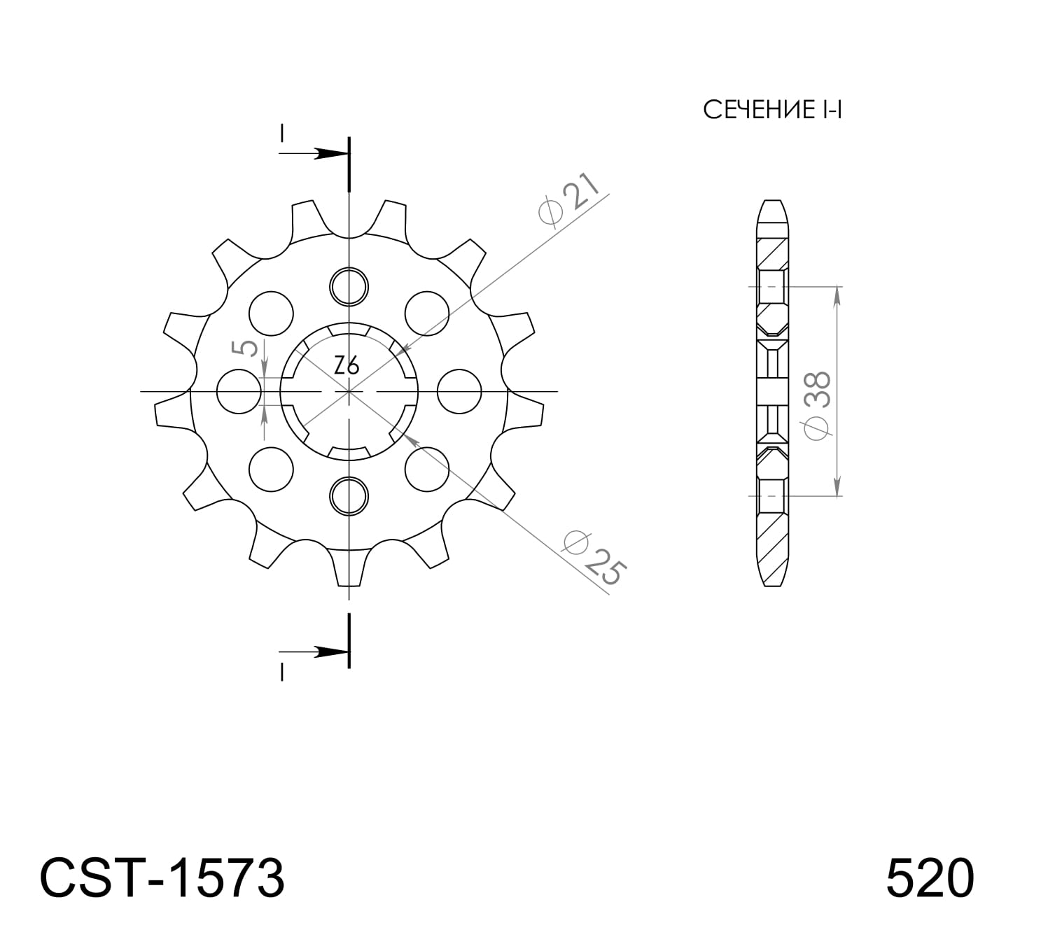 Priekinė žvaigždė SUPERSPROX CST-1573:13 13T, 520