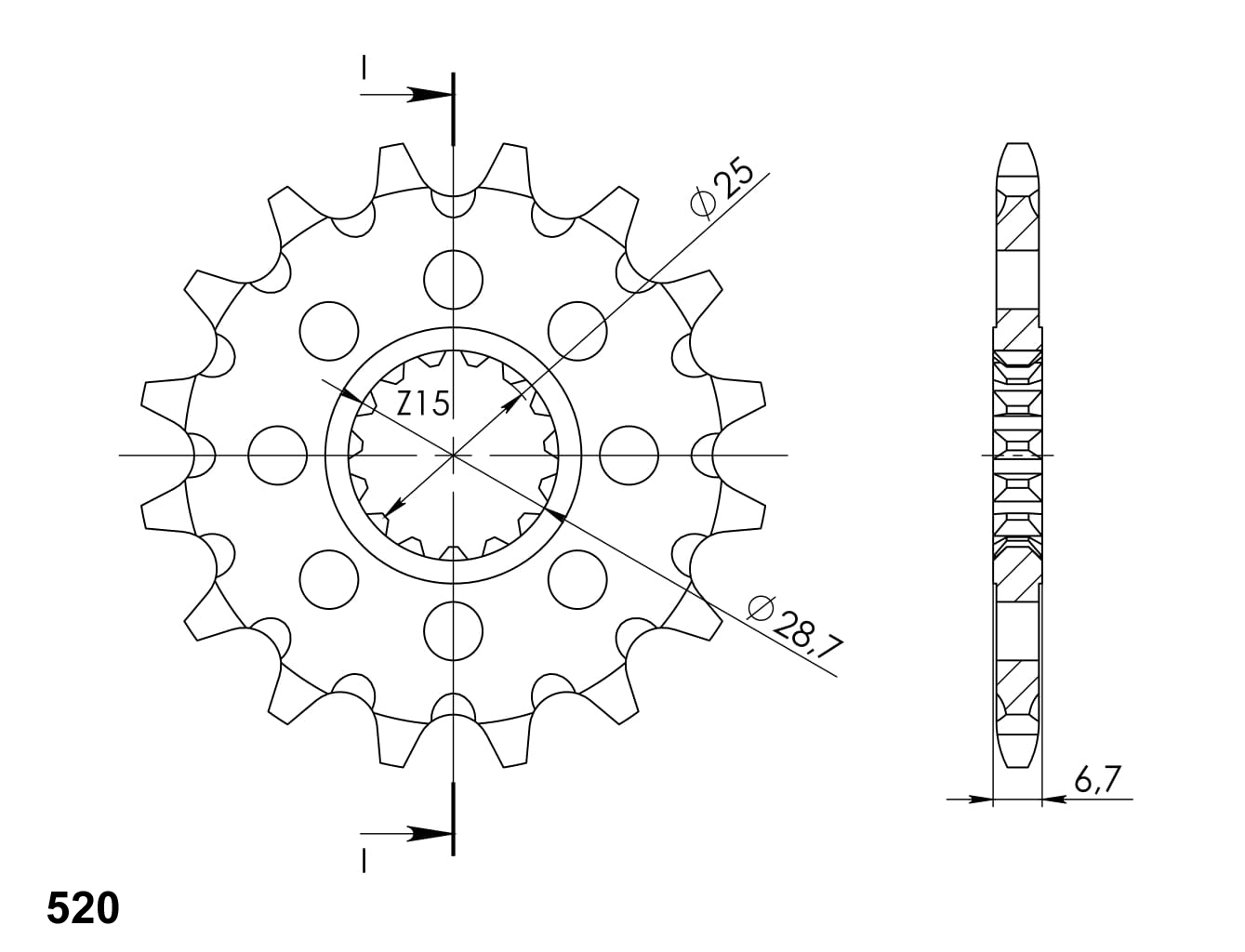 Priekinė žvaigždė SUPERSPROX CST-1592:14 14T, 520