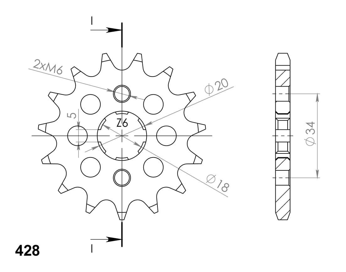 Priekinė žvaigždė SUPERSPROX CST-264:16 16T, 428