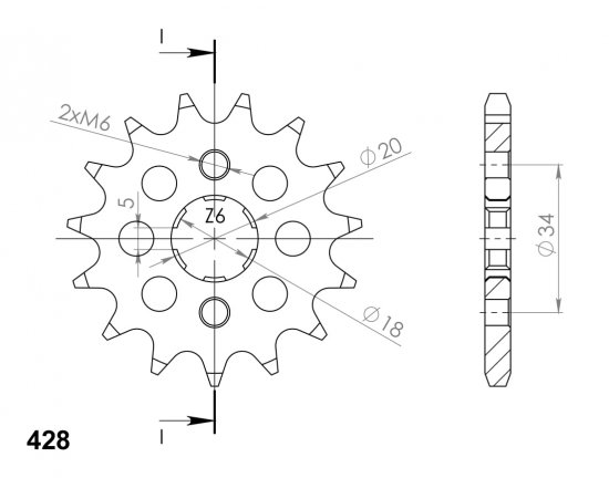 Priekinė žvaigždė SUPERSPROX CST-264:16 16T, 428