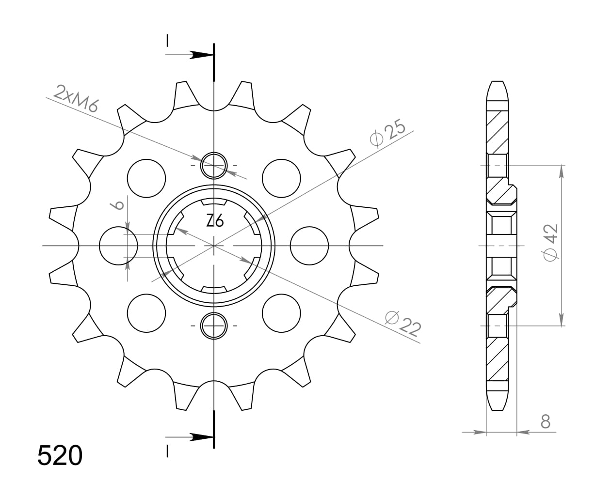 Priekinė žvaigždė SUPERSPROX CST-281:13 13T, 520