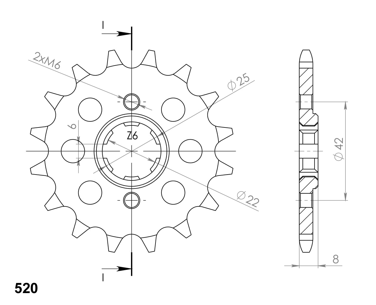 Priekinė žvaigždė SUPERSPROX CST-281:14 14T, 520