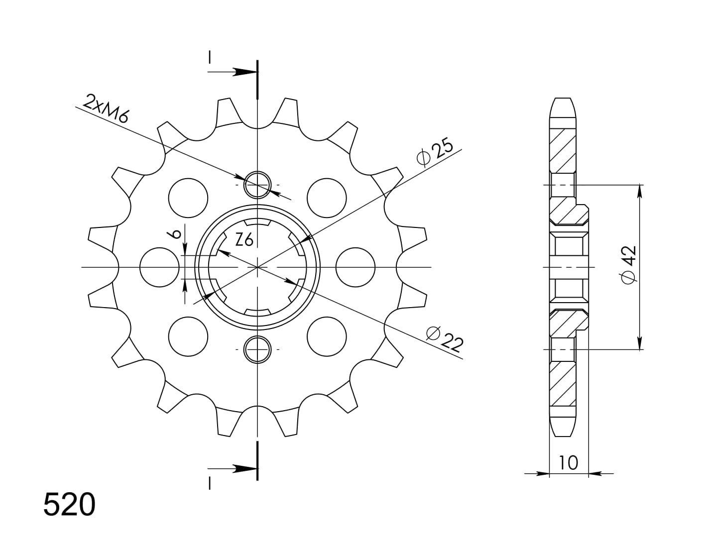 Priekinė žvaigždė SUPERSPROX CST-306:13 13T, 520