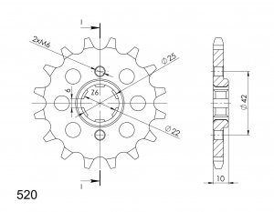 Priekinė žvaigždė SUPERSPROX CST-306:13 13T, 520