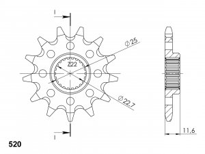 Priekinė žvaigždė SUPERSPROX CST-3221:12 12T, 520