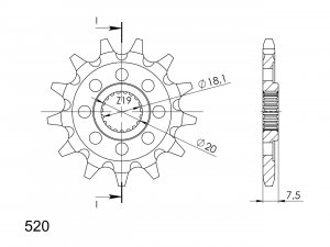 Priekinė žvaigždė SUPERSPROX CST-326:14 14T, 520