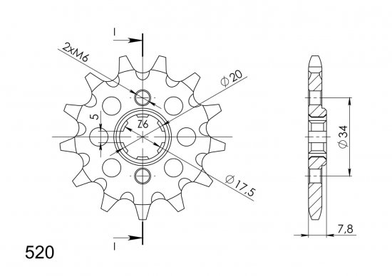 Priekinė žvaigždė SUPERSPROX CST-327:12 12T, 520