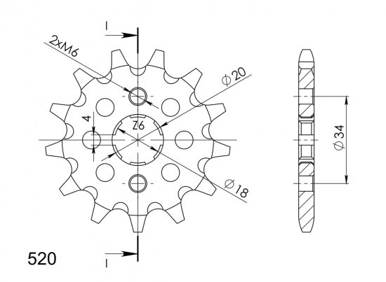 Priekinė žvaigždė SUPERSPROX CST-328:12 12T, 520