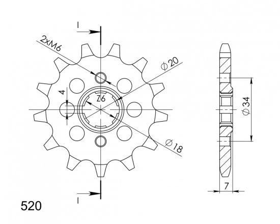 Priekinė žvaigždė SUPERSPROX CST-329:13 13T, 520