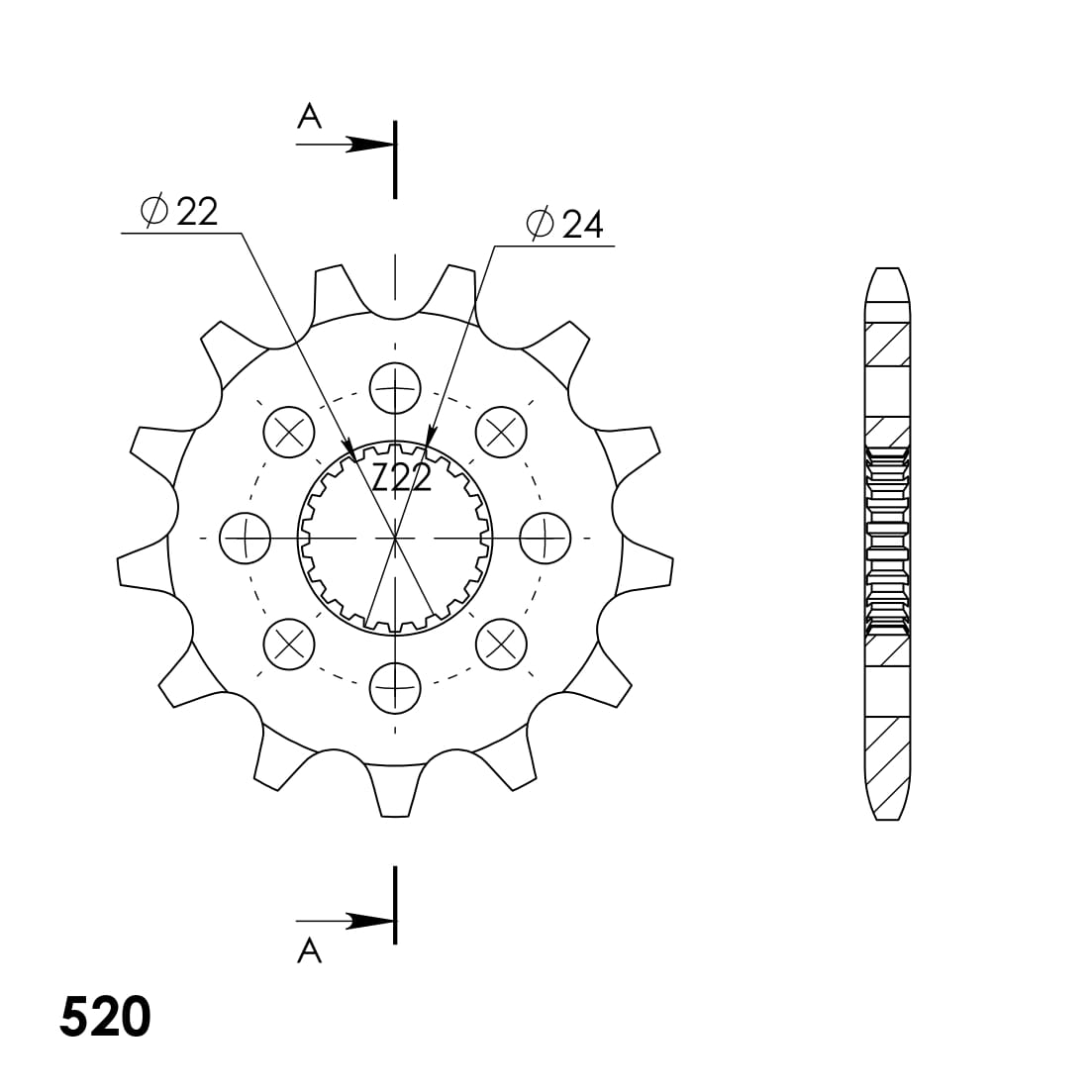 Priekinė žvaigždė SUPERSPROX CST-394:13 13T, 520