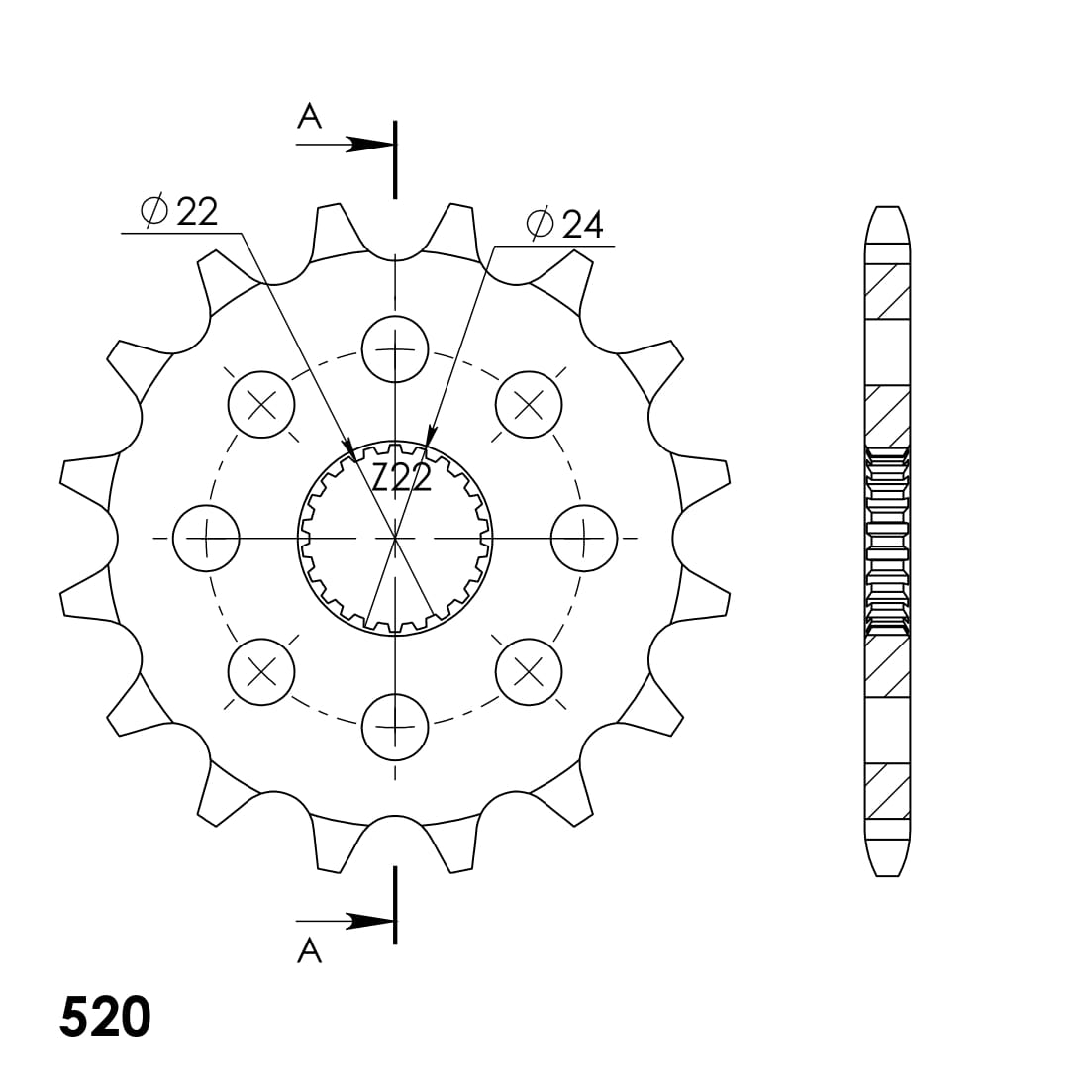 Priekinė žvaigždė SUPERSPROX CST-394:16 16T, 520