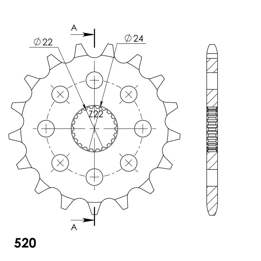 Priekinė žvaigždė SUPERSPROX CST-394:17 17T, 520