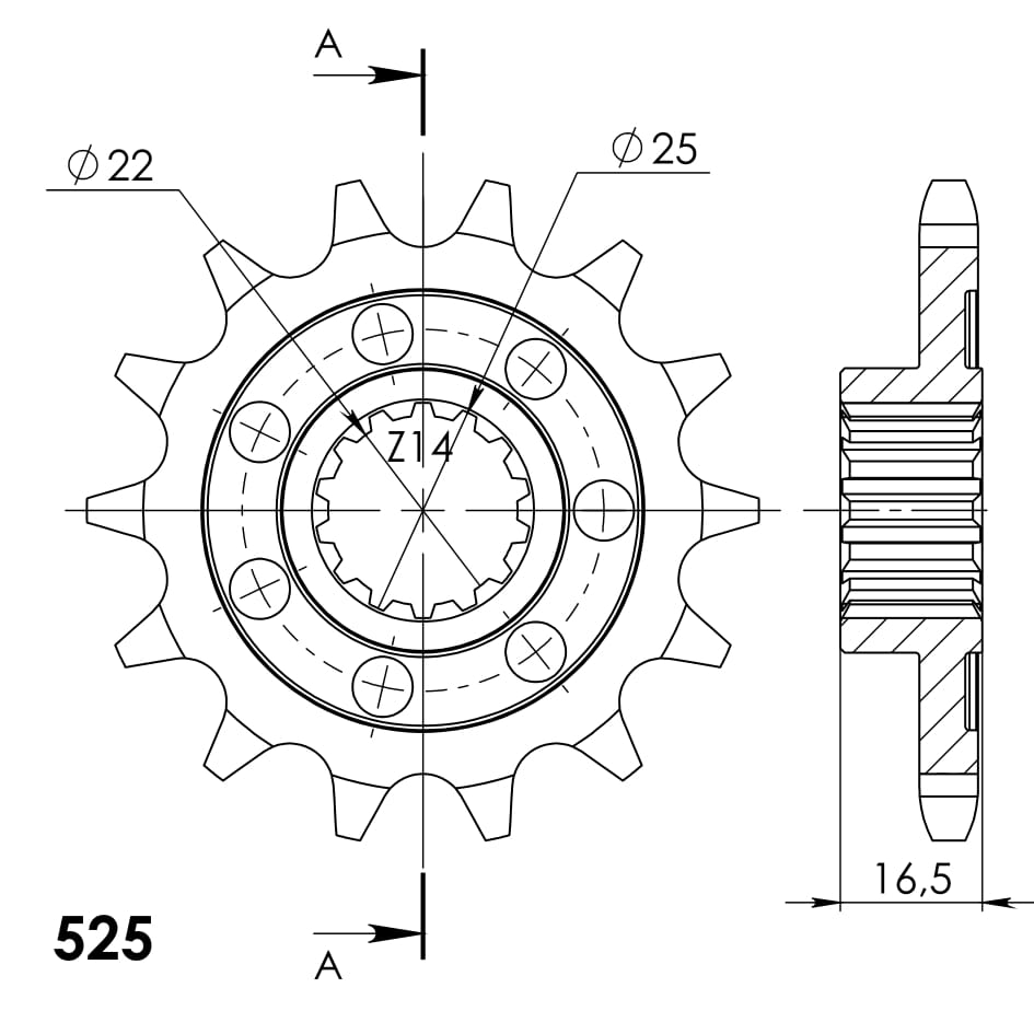 Priekinė žvaigždė SUPERSPROX CST-4054:14 14T, 525