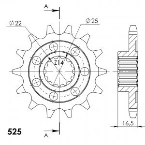 Priekinė žvaigždė SUPERSPROX CST-4054:14 14T, 525