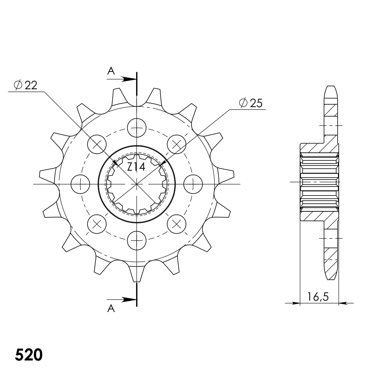 Priekinė žvaigždė SUPERSPROX CST-4054_520:14 14T, 520