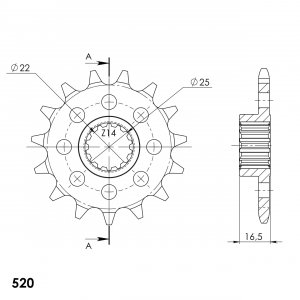 Priekinė žvaigždė SUPERSPROX CST-4054_520:14 14T, 520