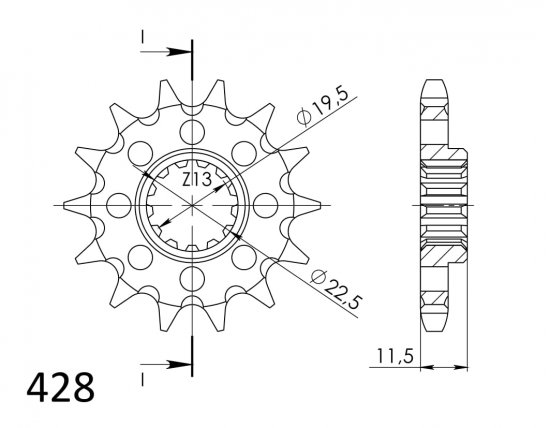 Priekinė žvaigždė SUPERSPROX CST-409:14 14T, 428